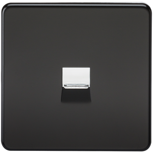 Knightsbridge SF7300MB Screwless Telephone Master Socket -Matt Black + Chrome Shutter - westbasedirect.com