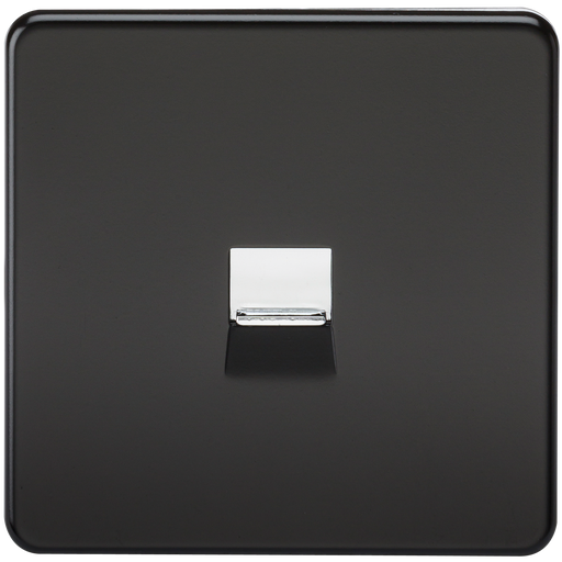 Knightsbridge SF7400MB Screwless Telephone Extension Socket - Matt Black + Chrome Shutter - westbasedirect.com