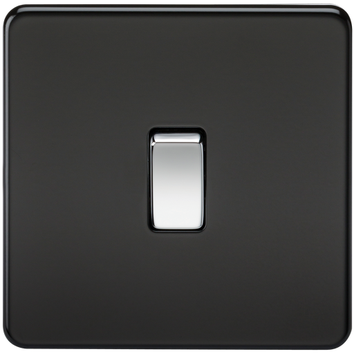 Knightsbridge SF8341MB Screwless 20A 1G DP Switch - Matt Black + Chrome Rocker - westbasedirect.com