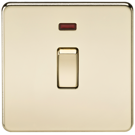 Knightsbridge SF8341NPB Screwless 20A 1G DP Switch + Neon - Polished Brass - westbasedirect.com