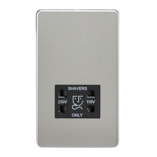 Knightsbridge SF8900BC Screwless 115V/230V Dual Voltage Shaver Socket - Brushed Chrome - westbasedirect.com