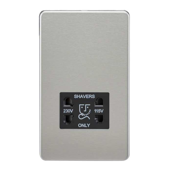 Knightsbridge SF8900BC Screwless 115V/230V Dual Voltage Shaver Socket - Brushed Chrome - westbasedirect.com