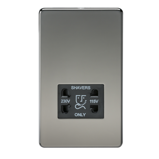 Knightsbridge SF8900BN Screwless 115V/230V Dual Voltage Shaver Socket - Black Nickel - westbasedirect.com