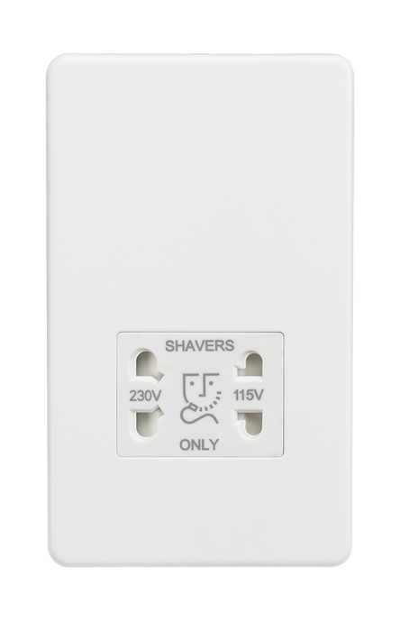 Knightsbridge SF8900MW Screwless 115V/230V Dual Voltage Shaver Socket - Matt White - westbasedirect.com