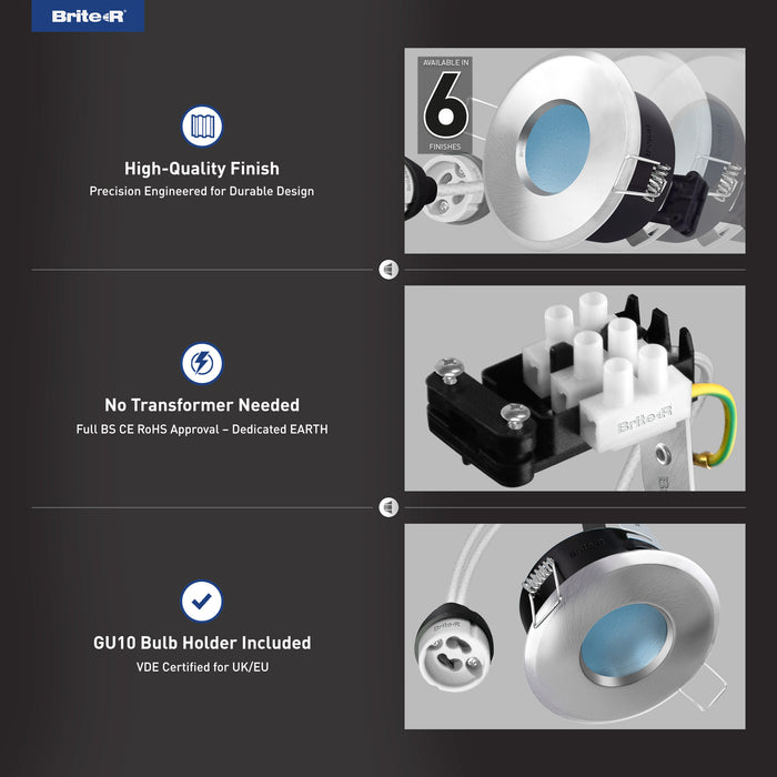 Brite-R SFDL IP65 Fixed Downlight Satin/Brushed Chrome - westbasedirect.com