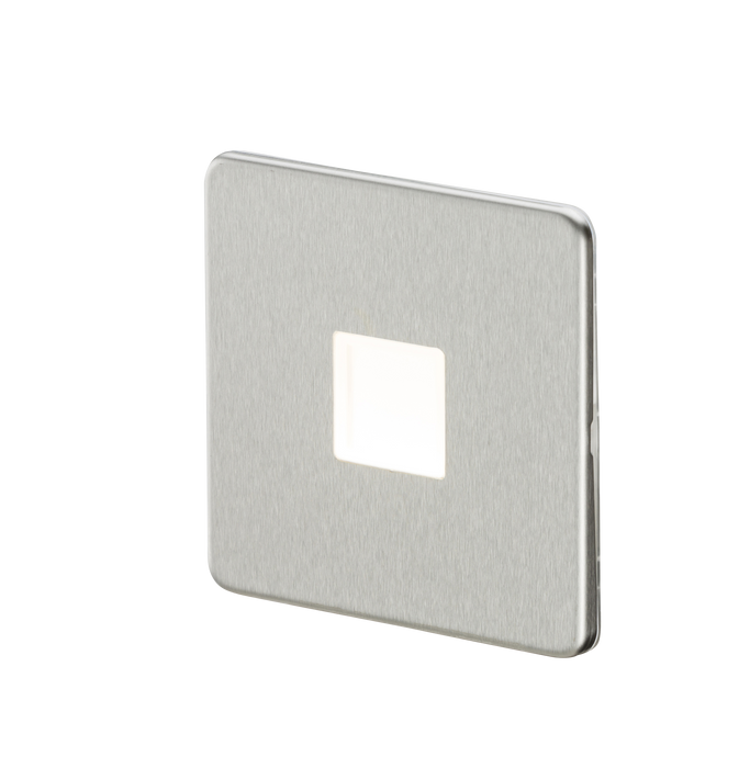 Knightsbridge SFPLBC Screwless 230V LED Plinth Light - Brushed Chrome - westbasedirect.com