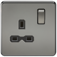 Knightsbridge SFR7000BN Screwless 13A 1G DP Switched Socket - Black Nickel + Black Insert