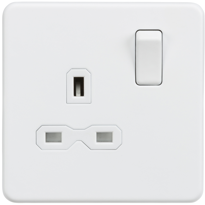 Knightsbridge SFR7000MW Screwless 13A 1G DP Switched Socket - Matt White - westbasedirect.com
