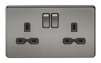 Knightsbridge SFR9000BN Screwless 13A 2G DP Switched Socket - Black Nickel + Black Insert
