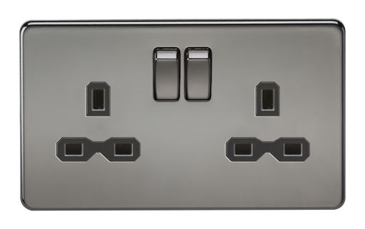 Knightsbridge SFR9000BN Screwless 13A 2G DP Switched Socket - Black Nickel + Black Insert - westbasedirect.com