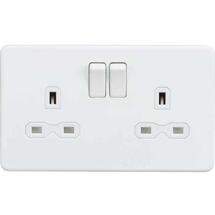 Knightsbridge SFR9000MW Screwless 13A 2G DP Switched Socket - Matt White - westbasedirect.com
