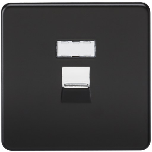 Knightsbridge SFRJ45MB Screwless RJ45 network outlet - Matt Black + Chrome Shutter - westbasedirect.com
