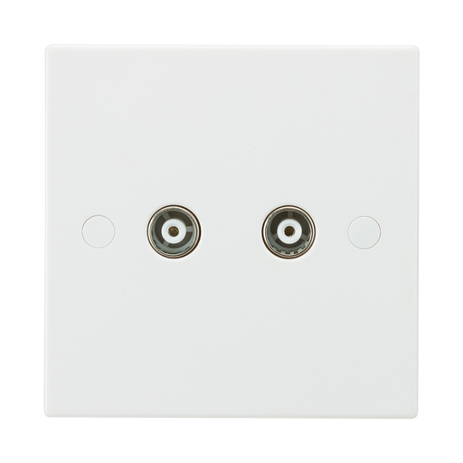 Knightsbridge SN0110 White Square Edge Twin Coax TV Outlet (Non-Isolated) - westbasedirect.com
