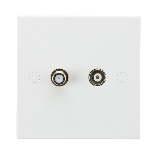 Knightsbridge SN0140 White Square Edge TV & SAT TV Outlet (Non-Isolated) - westbasedirect.com