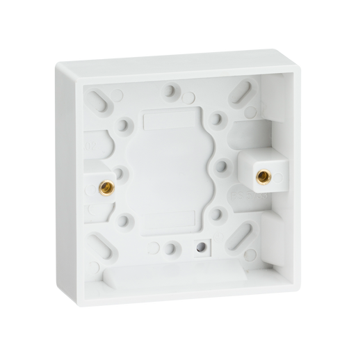 Knightsbridge SN1400 White Square Edge Single 25mm Pattress Box - westbasedirect.com