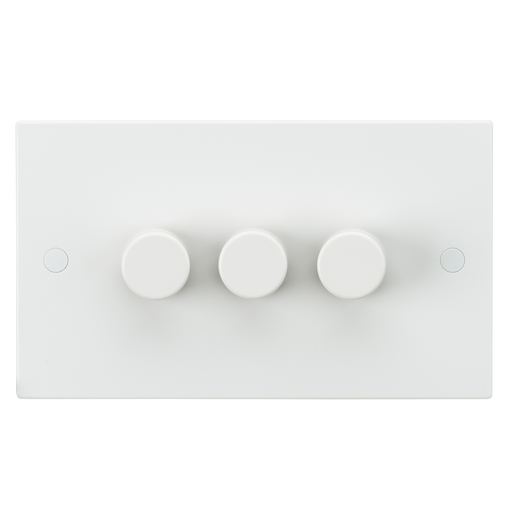 Knightsbridge SN2163 White Square Edge 3G 40-400W Dimmer Switch - westbasedirect.com