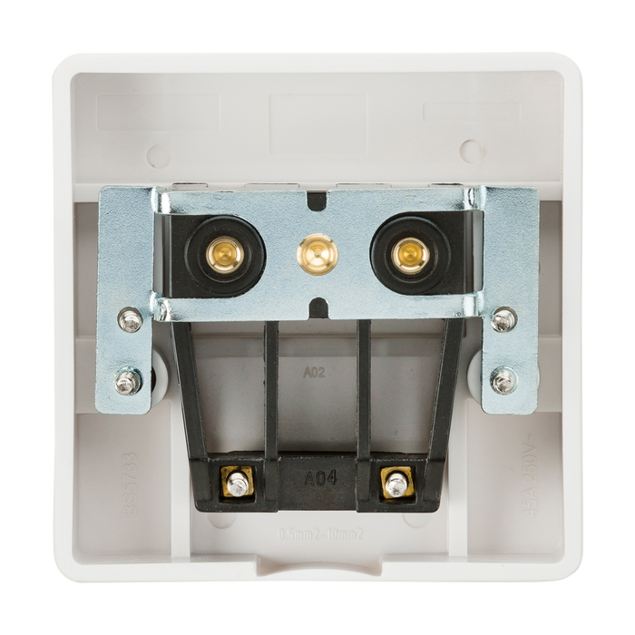 Knightsbridge SN8340 White Square Edge 45A Cooker Connection Unit - westbasedirect.com