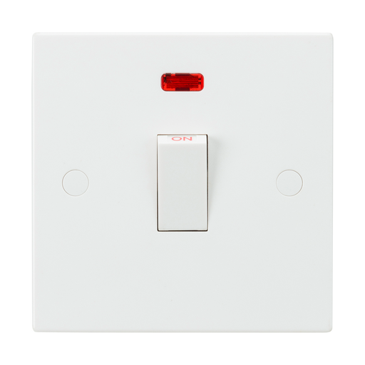 Knightsbridge SN8341N White Square Edge 20A 1G DP Switch + Neon - westbasedirect.com