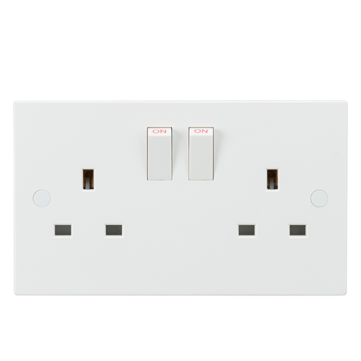 Knightsbridge SN9000 White Square Edge 13A 2G DP Switched Socket - westbasedirect.com