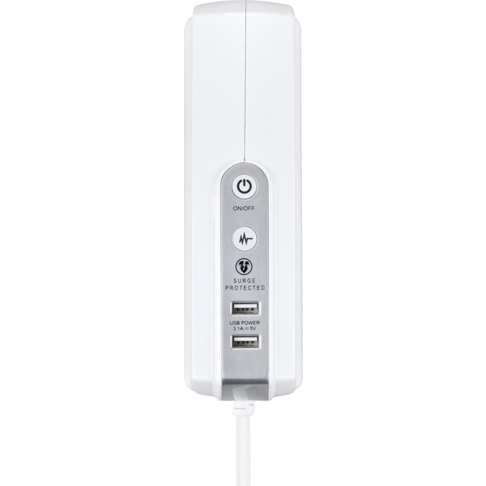 Masterplug SRGDSU62PW 6 Socket 2m 13A + 2x3.1A USB Switched Surge Compact Extension Lead Gloss White - westbasedirect.com