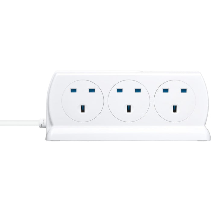 Masterplug SRGDSU62PW 6 Socket 2m 13A + 2x3.1A USB Switched Surge Compact Extension Lead Gloss White - westbasedirect.com