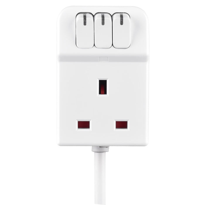 Masterplug 3 Socket 2m 13A Switched Compact Extension Lead + Indicator White - westbasedirect.com
