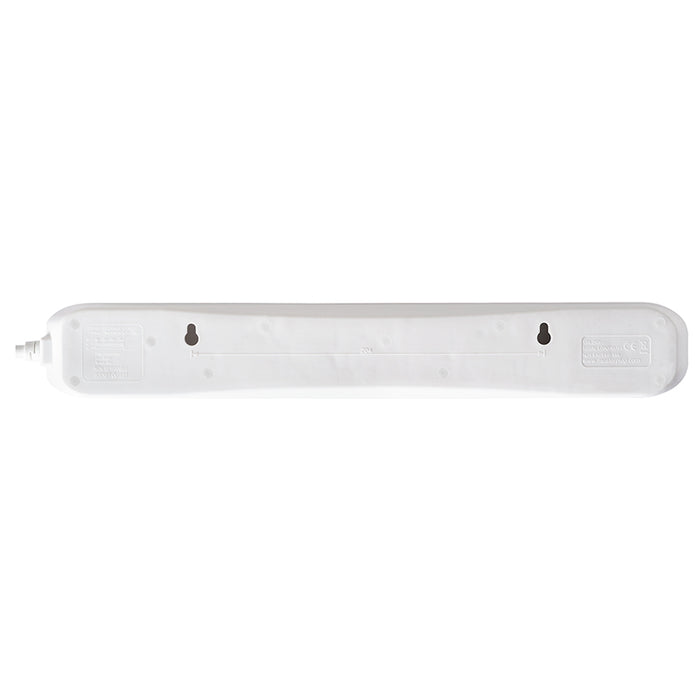 Masterplug 4 Socket 2m 13A Switched Surge Extension Lead + Indicator White - westbasedirect.com