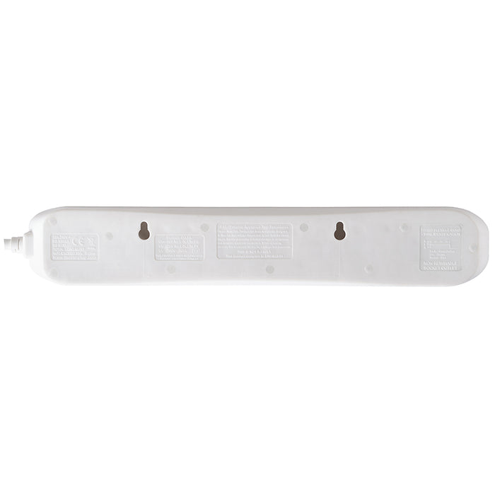 Masterplug 4 Socket 2m 13A Switched Surge Extension Lead + Indicator White - westbasedirect.com