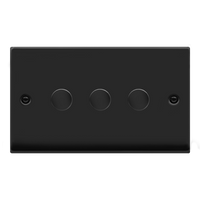 Click Deco VPMB163 Victorian 3-Gang 2-Way 100W LED Dimmer Switch - Matt Black