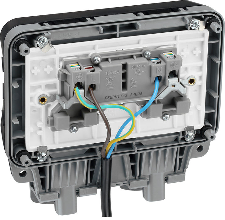 BG WP22KIT/3 Weatherproof Nexus Storm 13A 2G Switched Socket +3m Flex & RCD Plug - westbasedirect.com