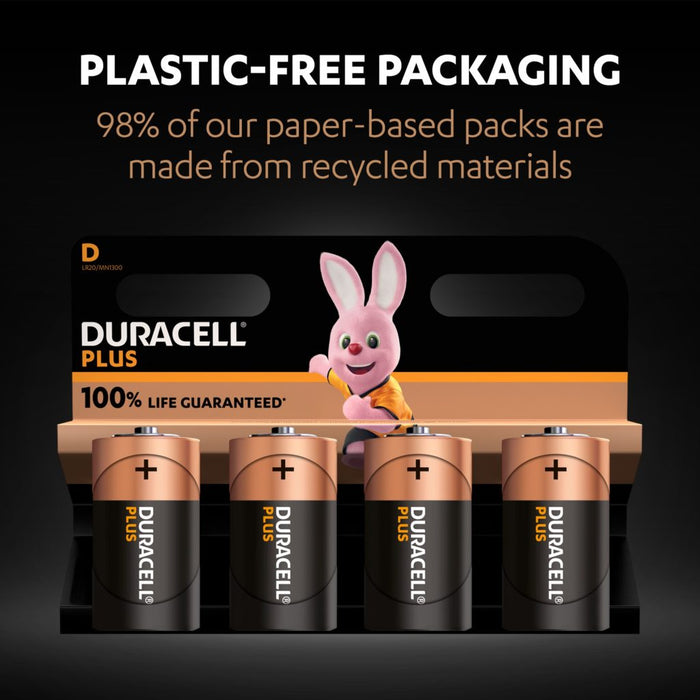 Duracell +100% Plus Power D LR20 | 4 Pack - westbasedirect.com