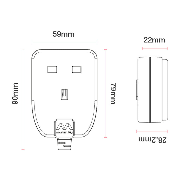 Masterplug 1 Socket 10m 13A Extension Lead White - westbasedirect.com