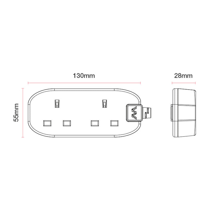 Masterplug 2 Socket 5m 13A Extension Lead White - westbasedirect.com