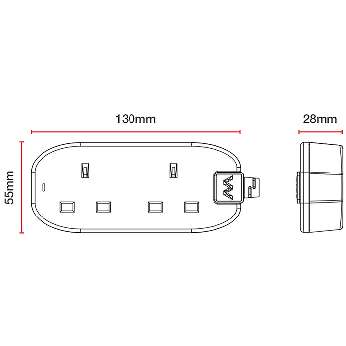 Masterplug 2 Socket 10m 13A Extension Lead + Indicator White - westbasedirect.com