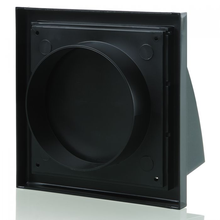 Blauberg DECOR 185X185/125HK BLACK Plastic Cowled Hooded Air Ventilation Wind Baffle Wall Grille 5" 125mm - westbasedirect.com