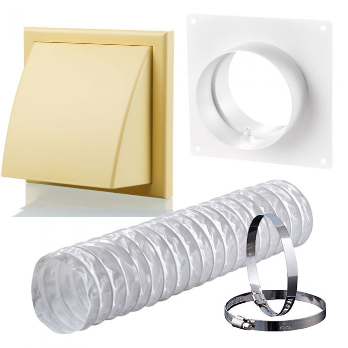 Blauberg DK-150-PVC-COT Ventilation PVC Flexible Duct Cowled Wall Kit 6" 150mm Cotswold Stone - westbasedirect.com