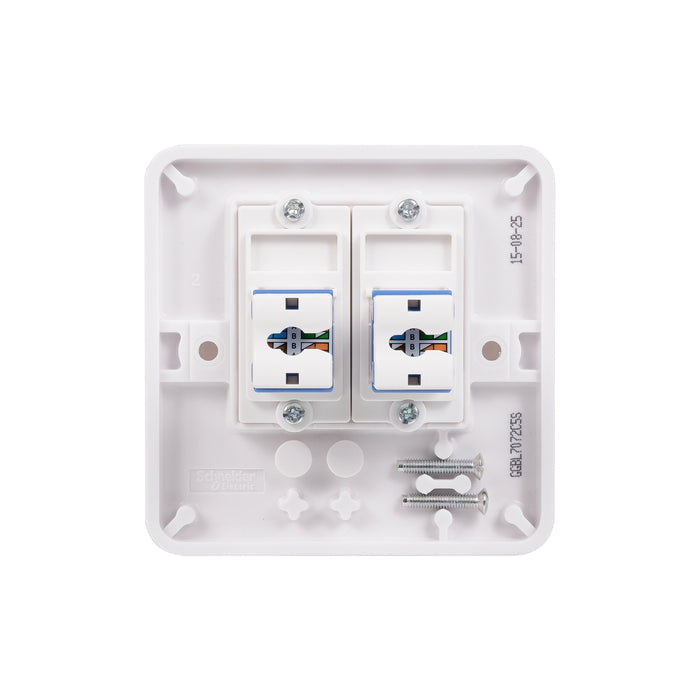Schneider Electric GGBL7072C5S Lisse White Moulded Twin RJ45 CAT5e Data Socket (Display Packaged) - westbasedirect.com