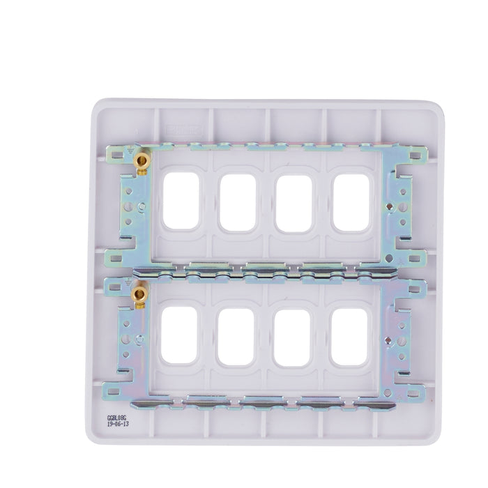 Schneider Electric GGBL08G Lisse White Moulded 8G Grid Front Plate - westbasedirect.com