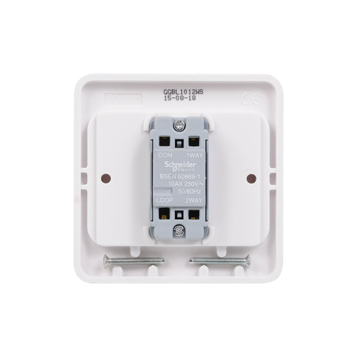 Schneider Electric GGBL1012WS Lisse White Moulded 10AX 1G 2-Way Wide Rocker Switch (Display Packaged) - westbasedirect.com
