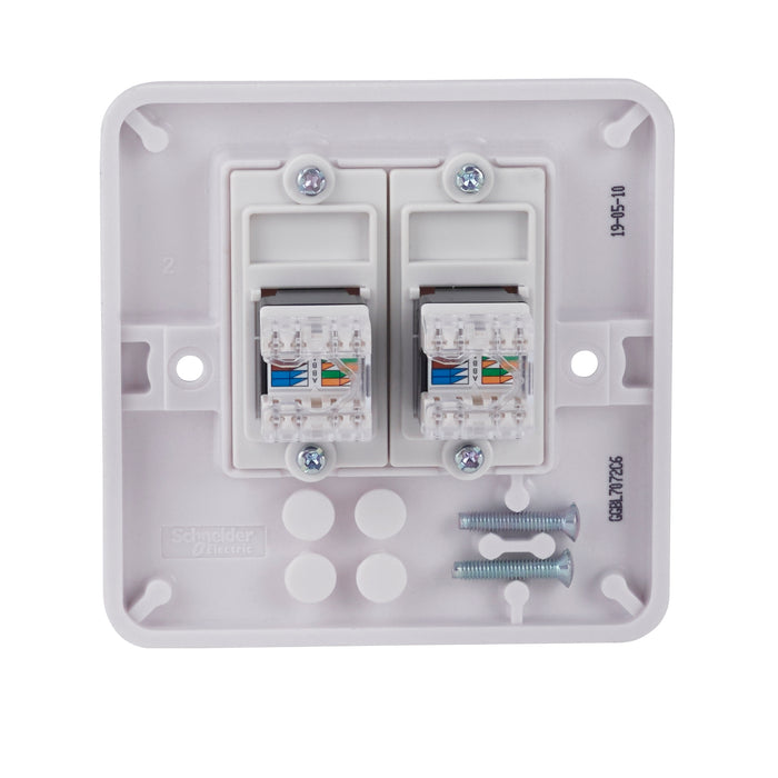 Schneider Electric GGBL7072C6 Lisse White Moulded Twin RJ45 CAT6 Data Socket - westbasedirect.com