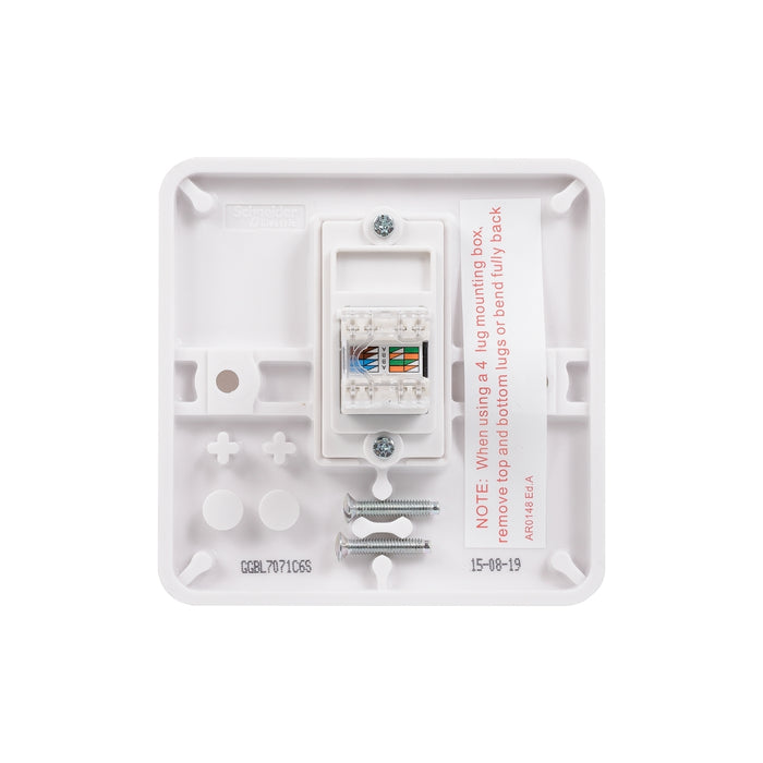 Schneider Electric GGBL7071C6S Lisse White Moulded Single RJ45 CAT6 Data Socket (Display Packaged) - westbasedirect.com