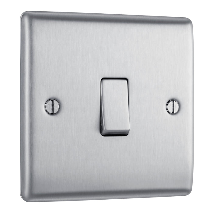BG NBS13 Nexus Metal Intermediate Light Switch 10A - Brushed Steel - westbasedirect.com