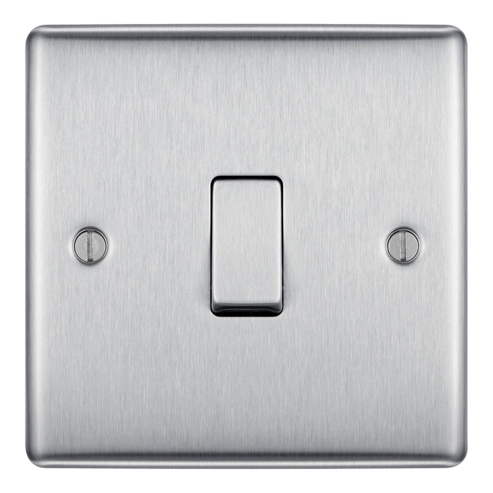 BG NBS13 Nexus Metal Intermediate Light Switch 10A - Brushed Steel - westbasedirect.com