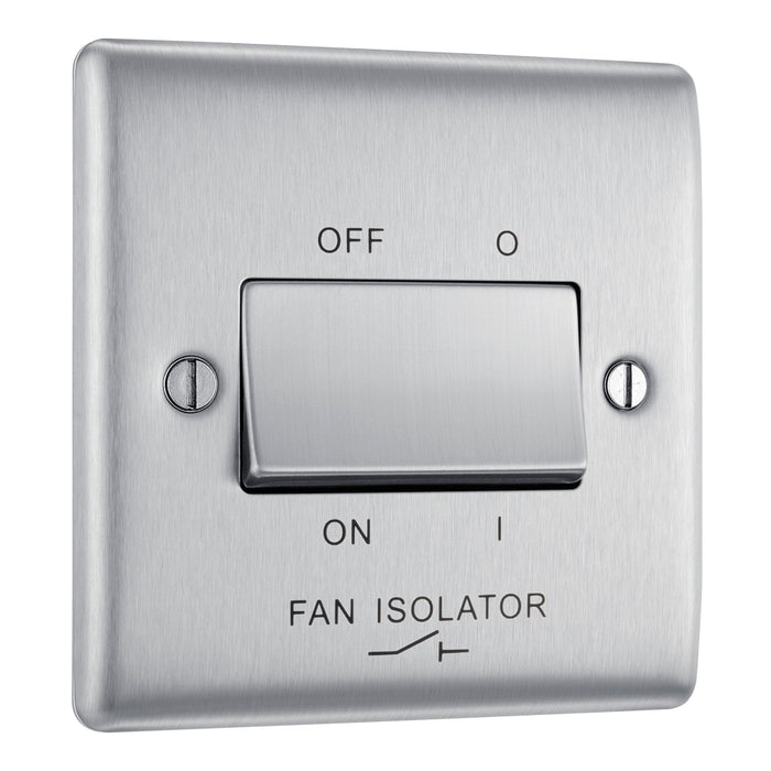 BG NBS15 Nexus Metal Fan Isolator Switch TP 10A - Brushed Steel - westbasedirect.com