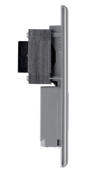 BG NBS20G Nexus Metal Dual Voltage Shaver Socket - Grey Insert - Brushed Steel - westbasedirect.com