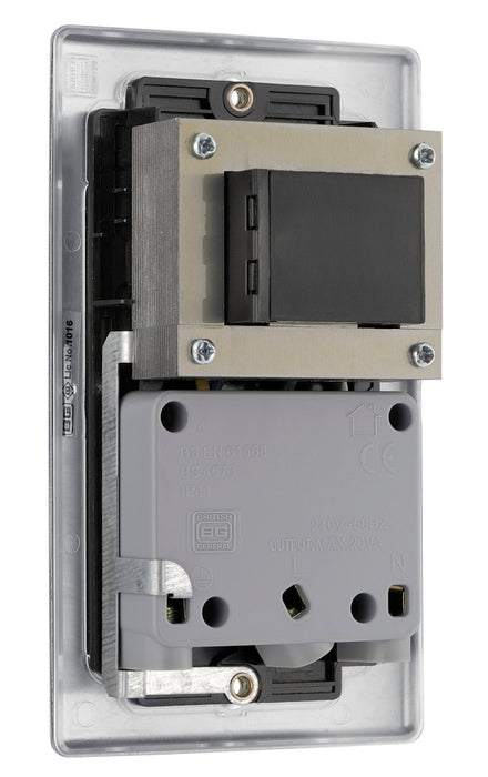 BG NBS20B Nexus Metal Dual Voltage Shaver Socket/Black - Brushed Steel - westbasedirect.com