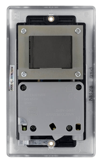 BG NBS20B Nexus Metal Dual Voltage Shaver Socket/Black - Brushed Steel - westbasedirect.com