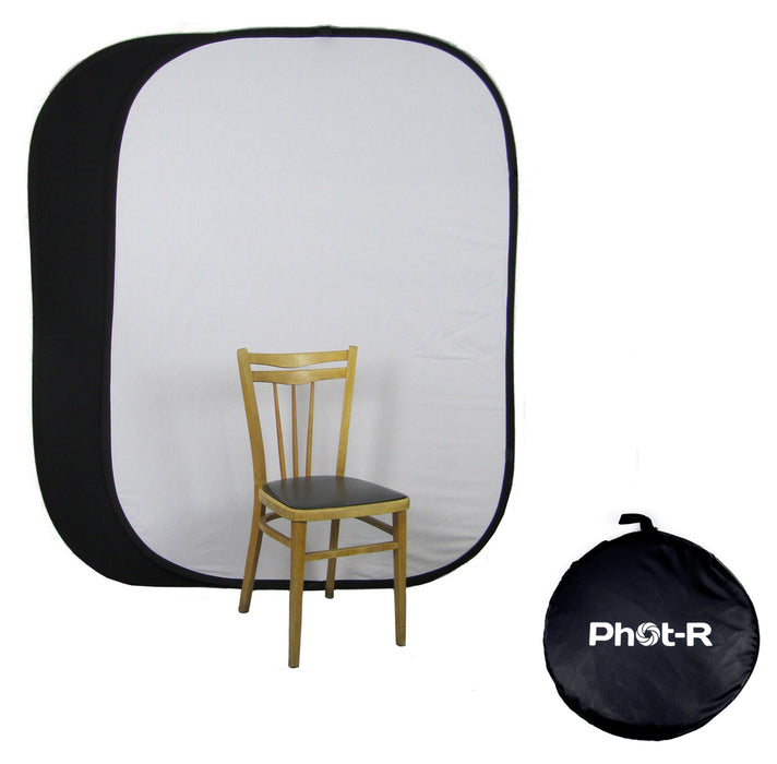 Phot-R 150x200cm Pop-Up Backdrop - Black & White - westbasedirect.com