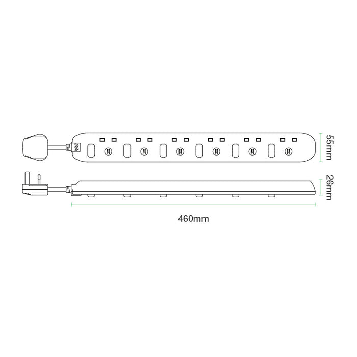 Masterplug 6 Socket 2m 13A Switched Extension Lead + Indicator White - westbasedirect.com