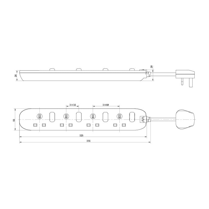 Masterplug 4 Socket 2m 13A Switched Surge Extension Lead + Indicator White - westbasedirect.com